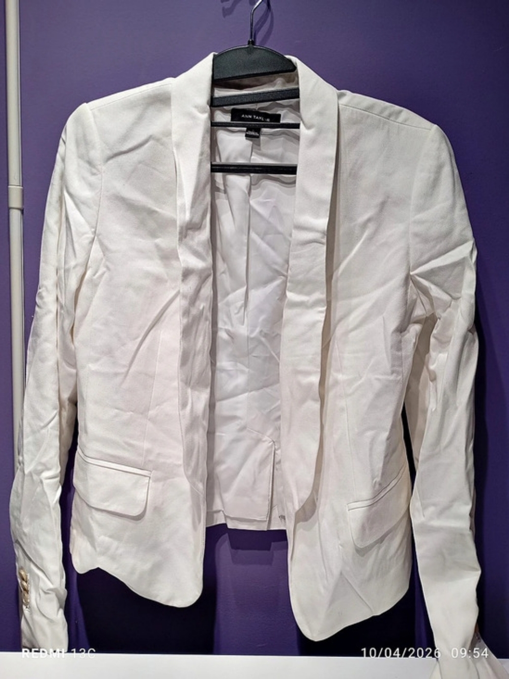 Ann Taylor White Blazer Size 0 Like New